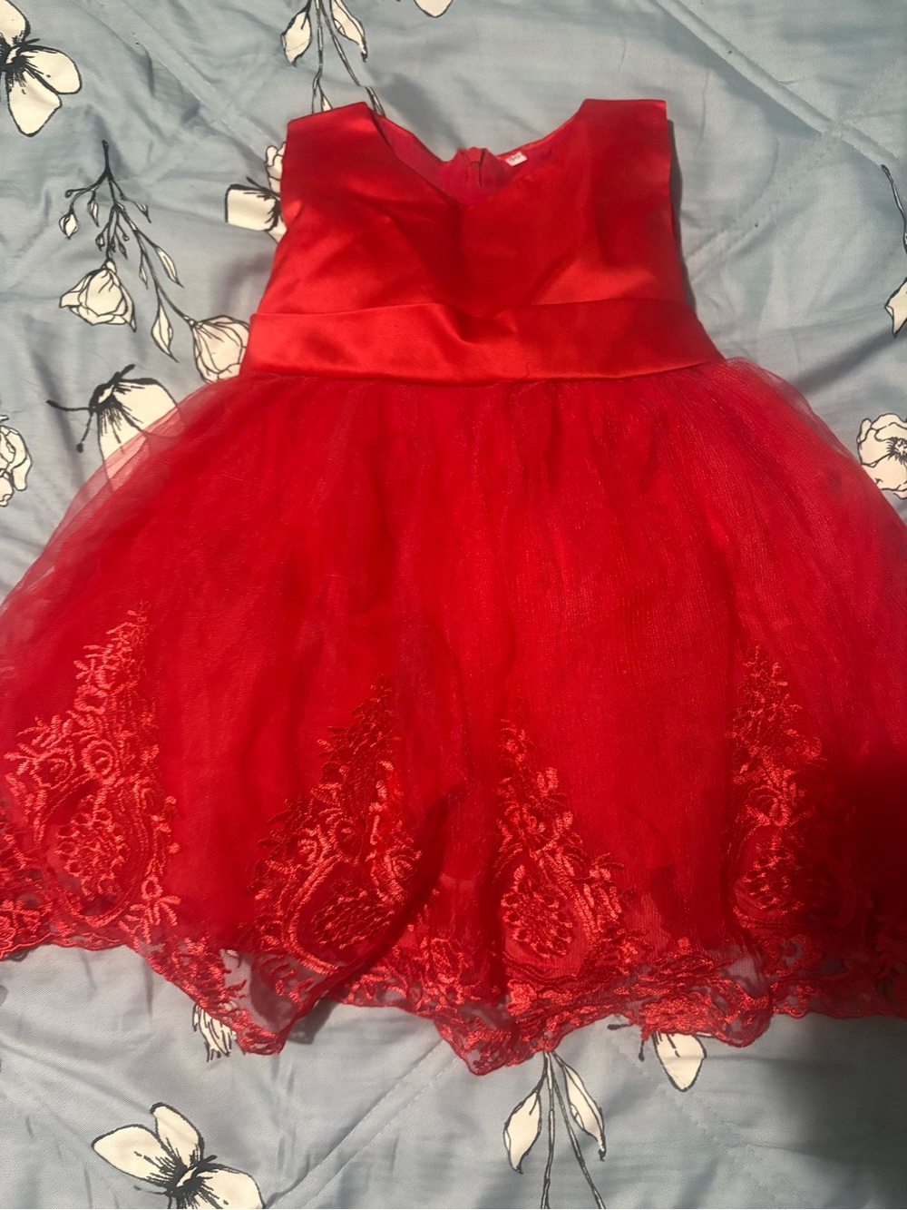 Red Sleeveless Tulle Party Dress for baby 12-18 months - Picture 8 of 8